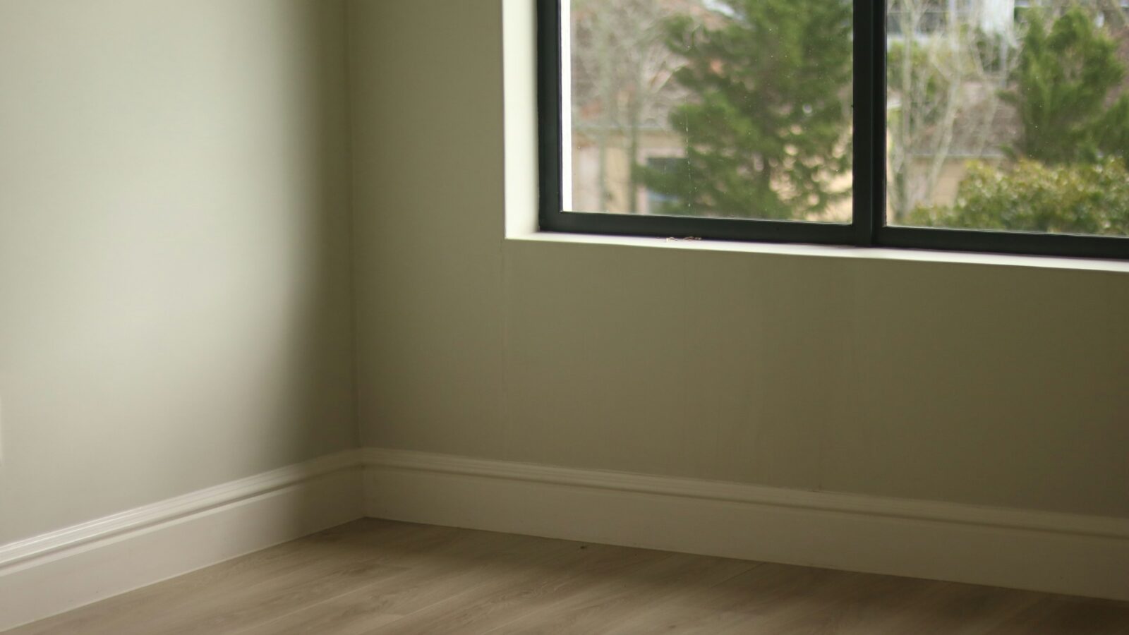 Empty room with wood floor and baseboard trim