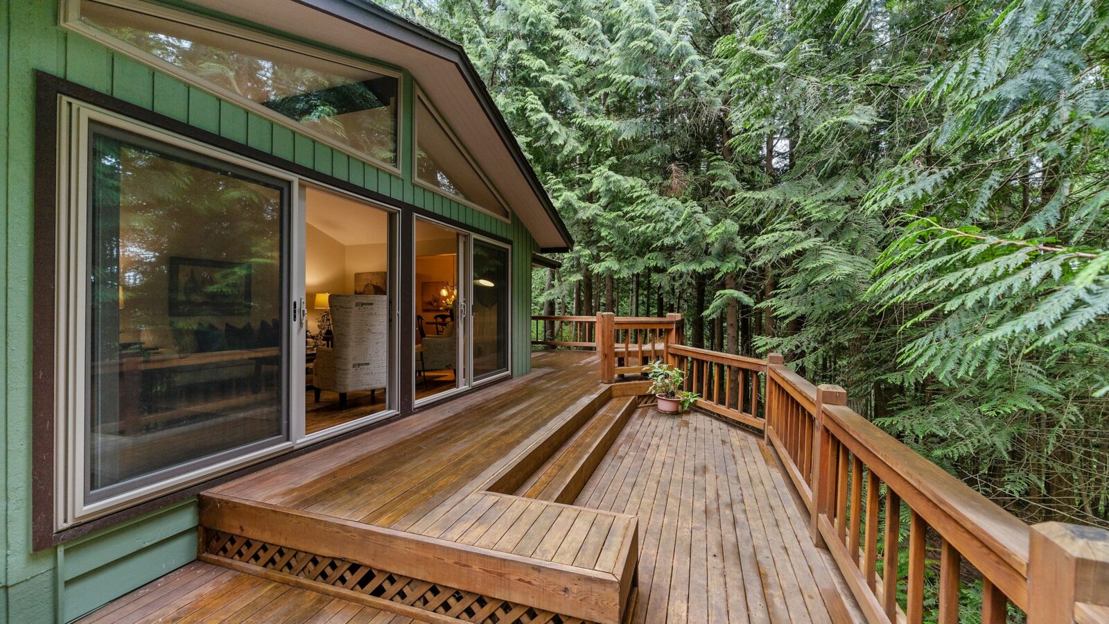 Wood deck outside a glass door
